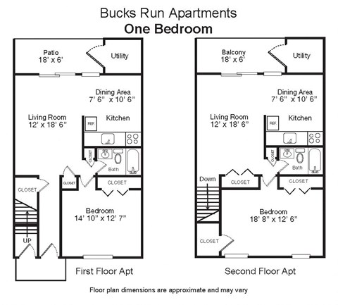 Floor plan for 1 bed, 1 bath